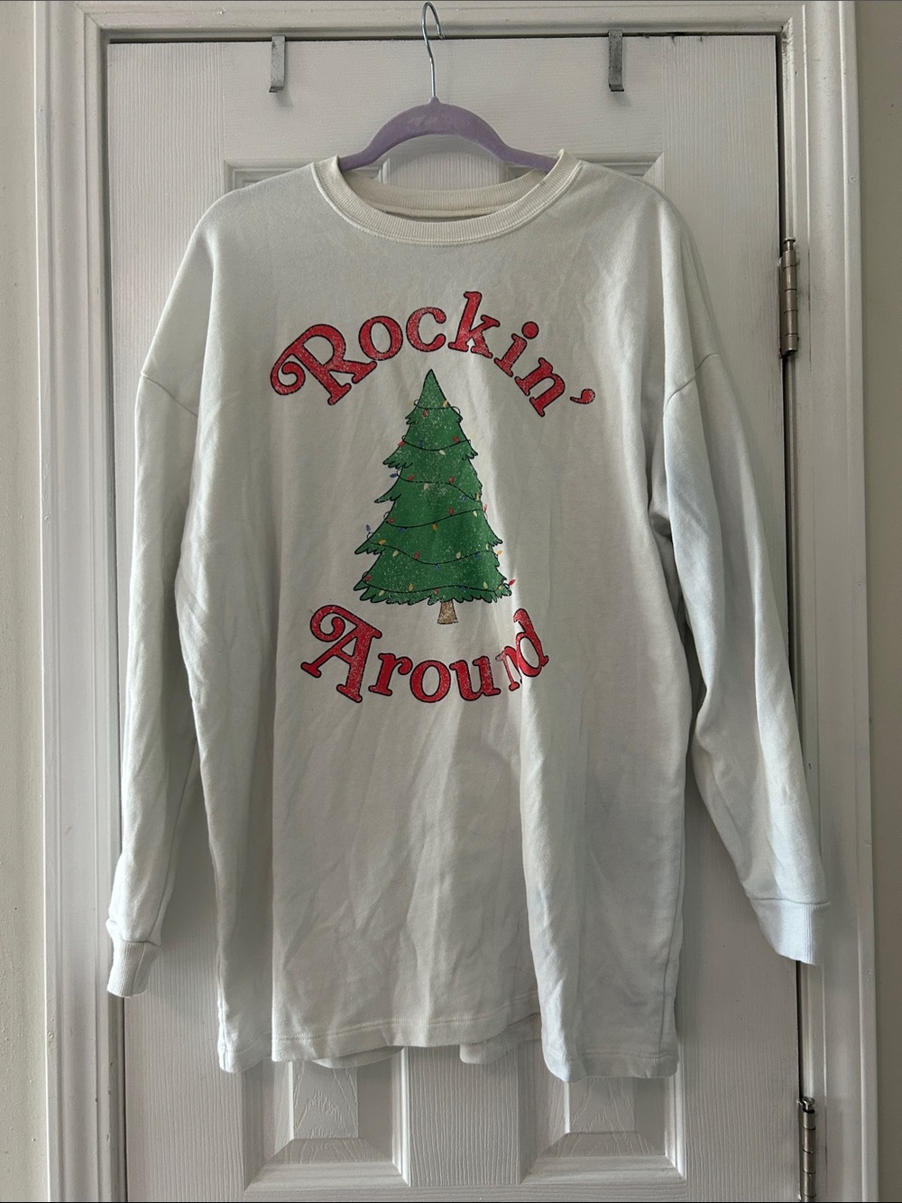 Rockin' Around Kids White Graphic Long Sleeve Tee
